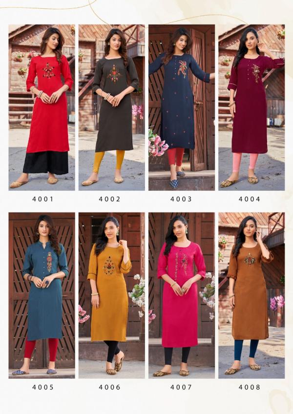 Parra Vesture Vol 4 Rayon Khatli Work Designer Kurti Collection